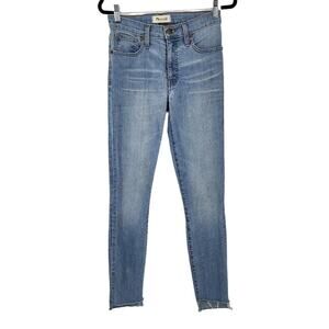 Madewell Raw Hem 9” High Rise Skinny Raw Step Light Wash Jeans Size 25